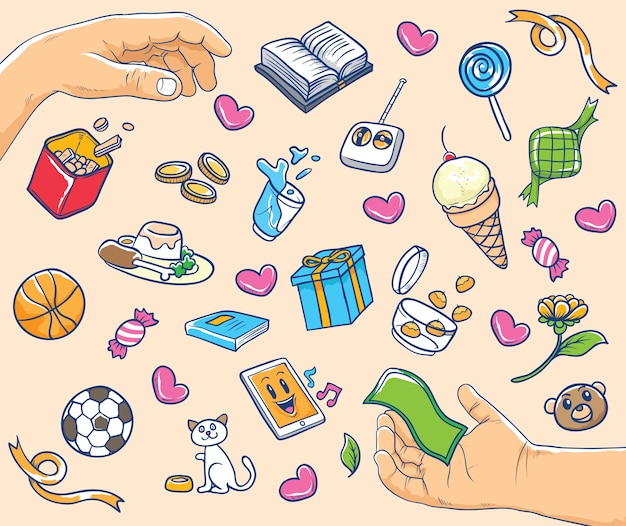 hands and mix icon illustration