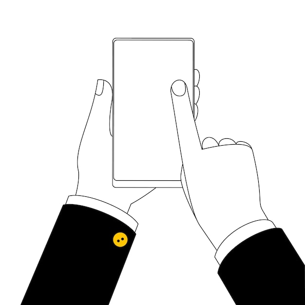 Hands in outline style with a smartphone