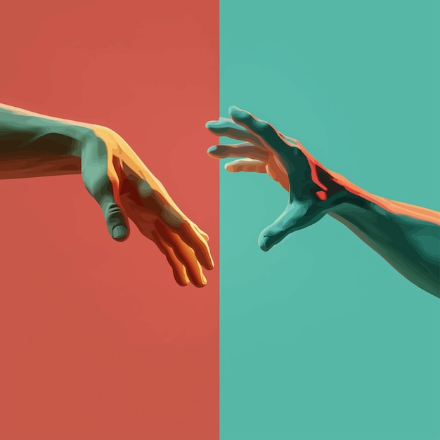 Vector hands_reaching_towards_each_otherconcept