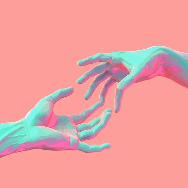 Vector hands_reaching_towards_each_otherconcept