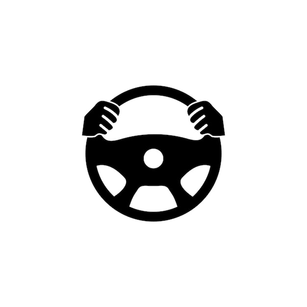 Hands on a steering wheel icon vector