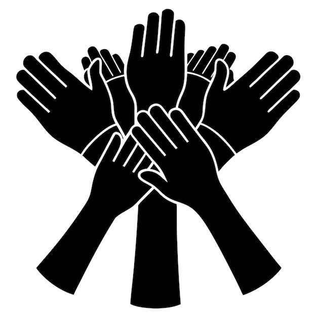 Hands Together Unity and Solidarity Icons Vector Illustration