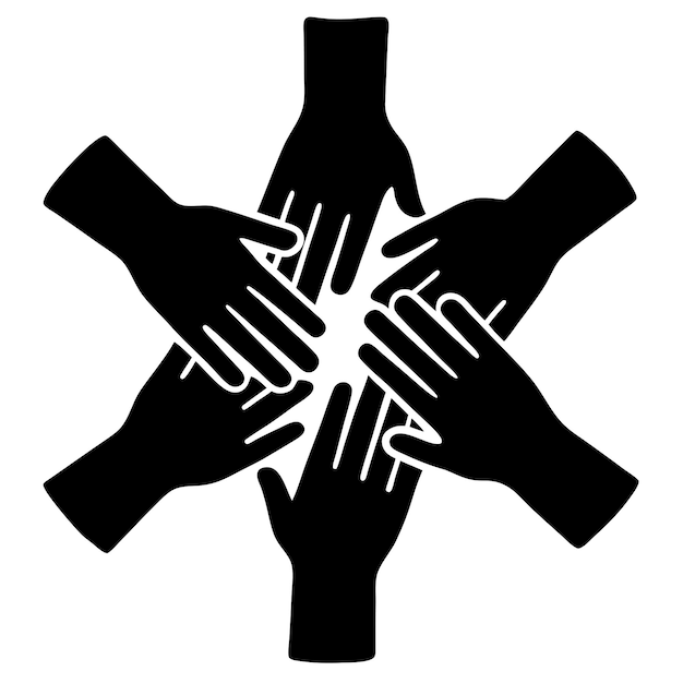 Vector hands together unity and solidarity icons vector illustration