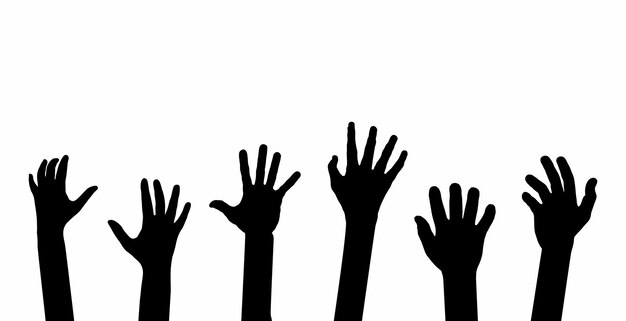 Hands up vector illustration in black color