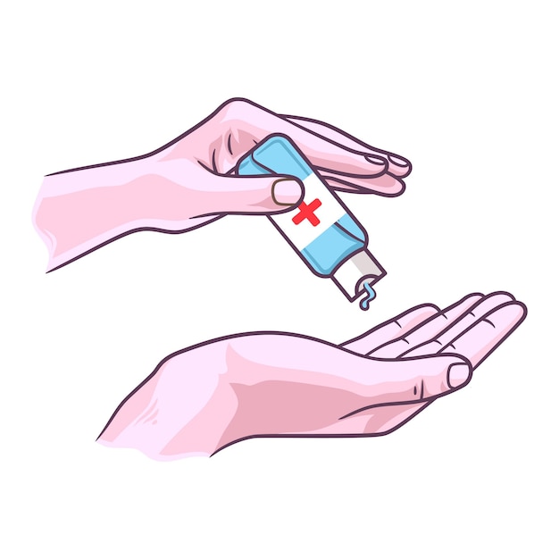 hands using hand sanitizer vector illustration, sanitizer disinfectant, hand sanitizer for protection hand