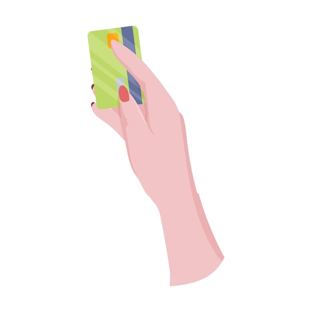 Hands with bank card Counting transferring giving receiving squeezing and showing money Payment for goods by credit card Charity Bank operations Vector illustration