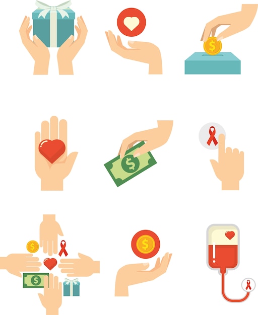 Hands with love for charity symbol