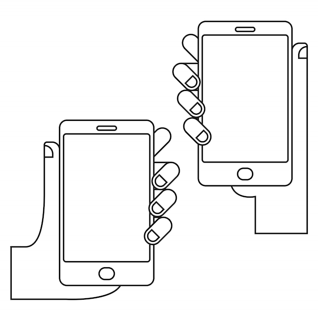 Hands with phone set vector illustration