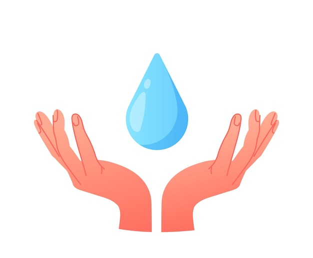 Hands with water drop