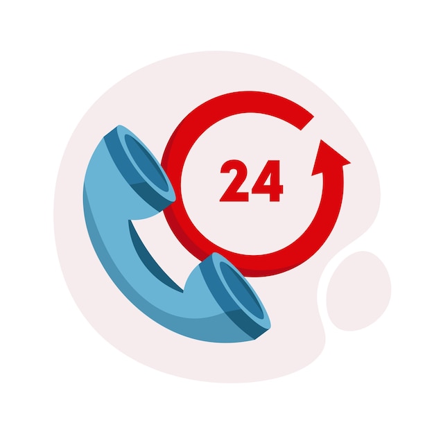 Handset illustration design element call center 24 flat icon