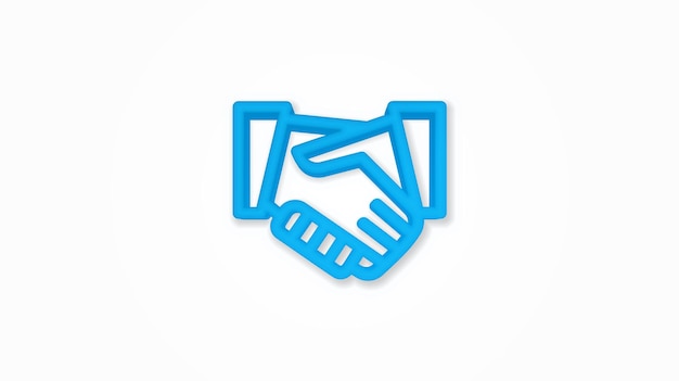 Vector handshake 3d realistic line icon vector top view illustration