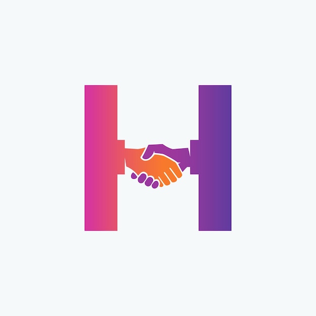 Handshake Abstract Vector Sign Symbol Icon Template Hand Shake Incorporated in Letter H Isolated