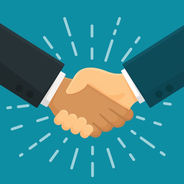 Vector handshake agreement shake hands with the business partner's business symbol.