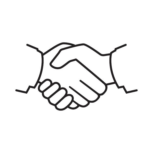 Handshake black line icon The element for business and finance