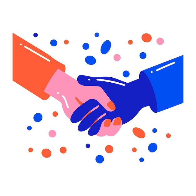 Handshake Friendship in flat style isolated on background