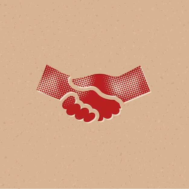 Vector handshake halftone style icon with grunge background vector illustration