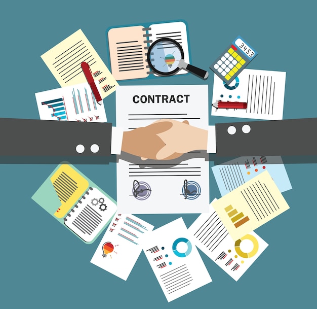 Handshake two businessmen for deal contract application form