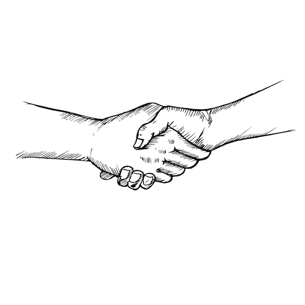 Vector handshake between two people doodle vector