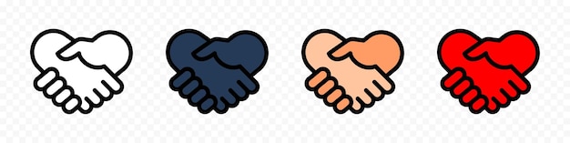 Handshake vector icon set Handshake symbols Friendly handshake icons Business agreement handshake