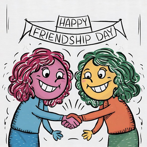 Handshaking International Friendship Day Doodles card