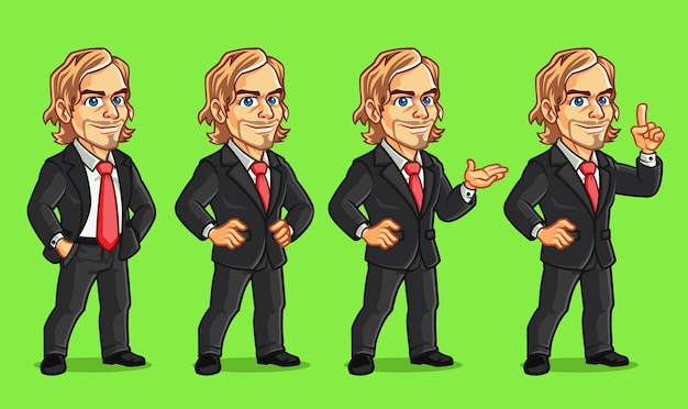 Handsome Businessman in Expensive Trendy Suit Cartoon Mascot