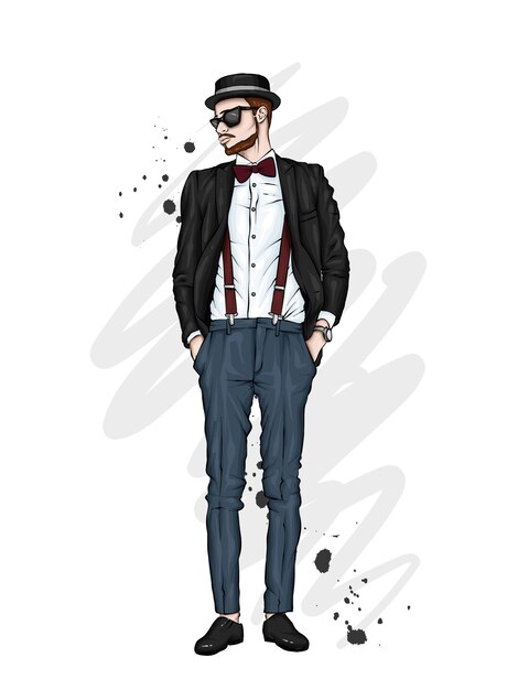 Vector handsome guy in stylish clothes