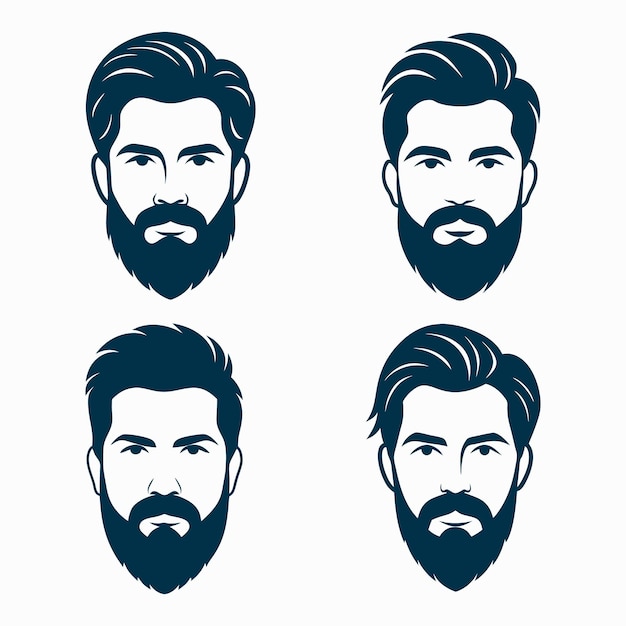 Handsome man hairstyle cut silhouette vector illustration