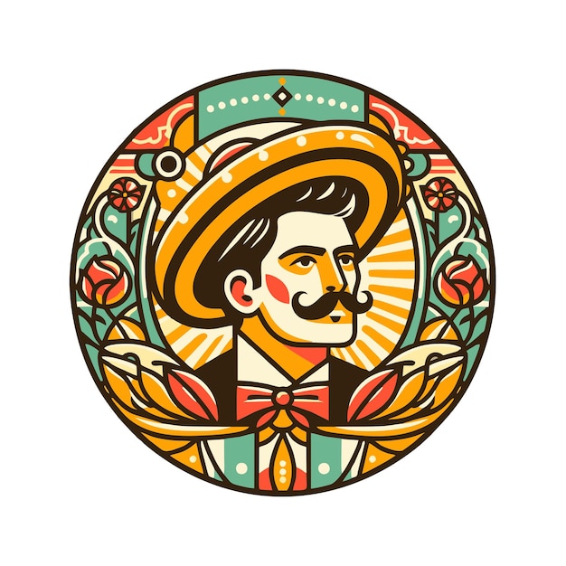 handsome mexican man flat vector design