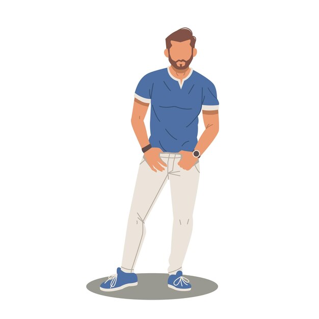 Vector handsome muscle man standing with stylish fashion vector