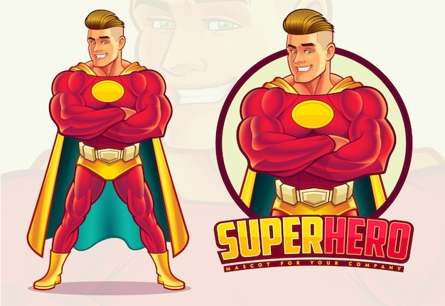 Handsome Superhero mascot