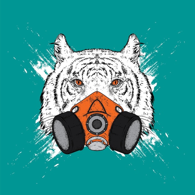 Handsome tiger in respirator