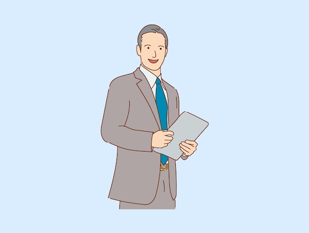 Handsome young  businessman Happy smiling standing  isolated , vector