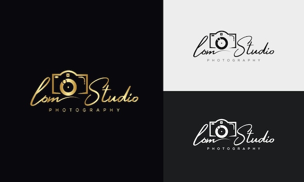 handwriting photography logo template vector signature logo design