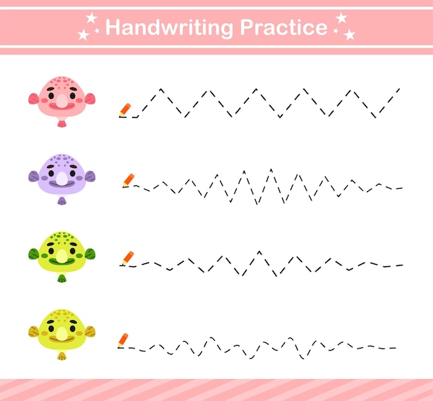 Handwriting practice game.Education game for kindergarten and preschool .Educational page for kids