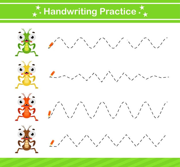 Handwriting practice game .suitable for preschool.Educational page for kids