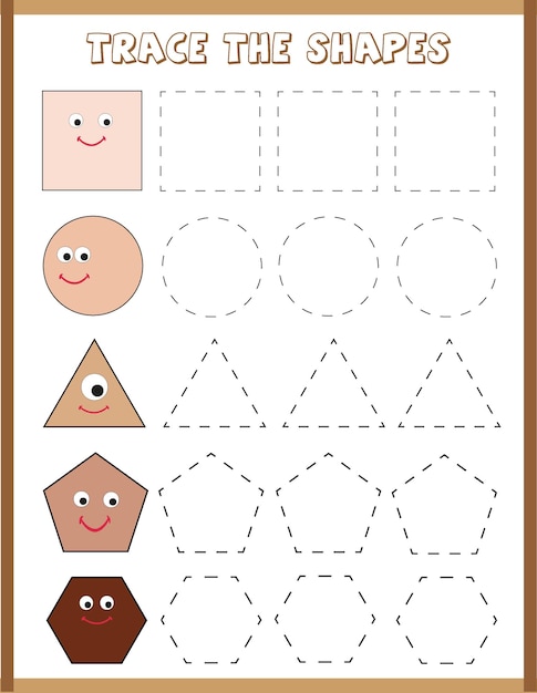 Handwriting practice for kid trace the shapes worksheets tracing practice for preschool