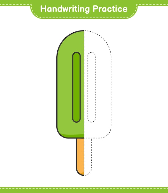 Handwriting practice. Tracing lines of Ice Cream. Educational children game, printable worksheet, vector illustration