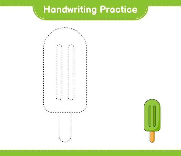 Handwriting practice Tracing lines of Ice Cream Educational children game printable worksheet vector illustration