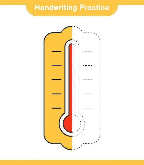 Handwriting practice Tracing lines of Thermometer Educational children game printable worksheet