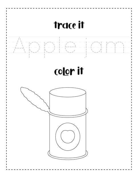 handwriting word tracing and color apple jam handwriting practice for kids