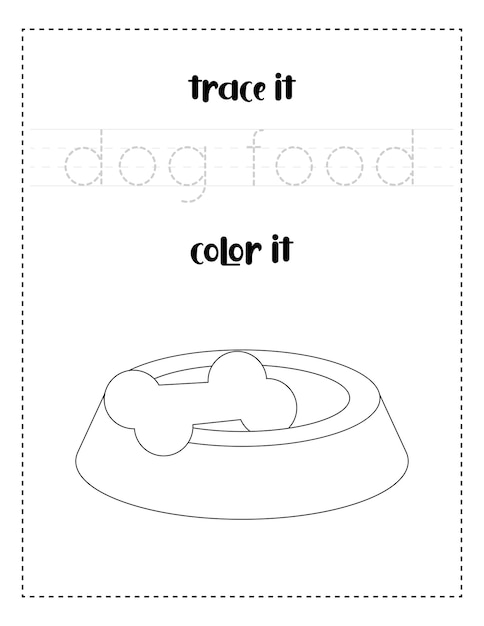 handwriting word tracing and color dog food in a bowl handwriting practice for kids