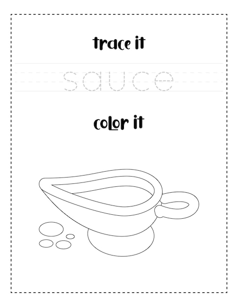 handwriting word tracing and color sauce in ceramic bowl handwriting practice for kids