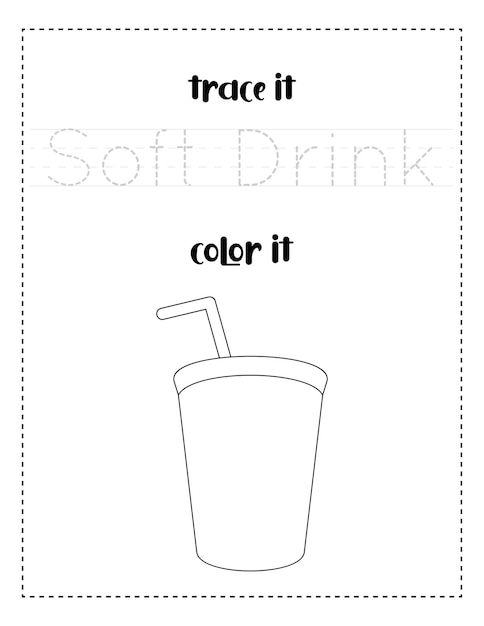 handwriting word tracing and color soft drink handwriting practice for kids