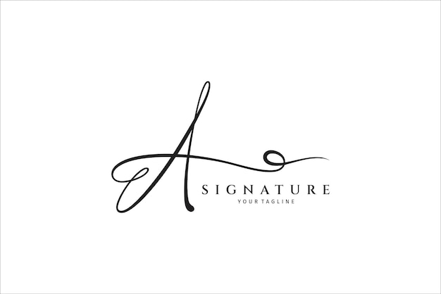 Handwritten initial letter A simple signature vector logo with heart or love shape variation