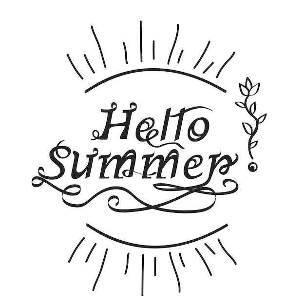 Handwritten inscription hello summer lettering calligraphy vector illustration