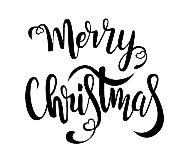 Handwritten inscription Merry Christmas isolated on white background Vector lettering