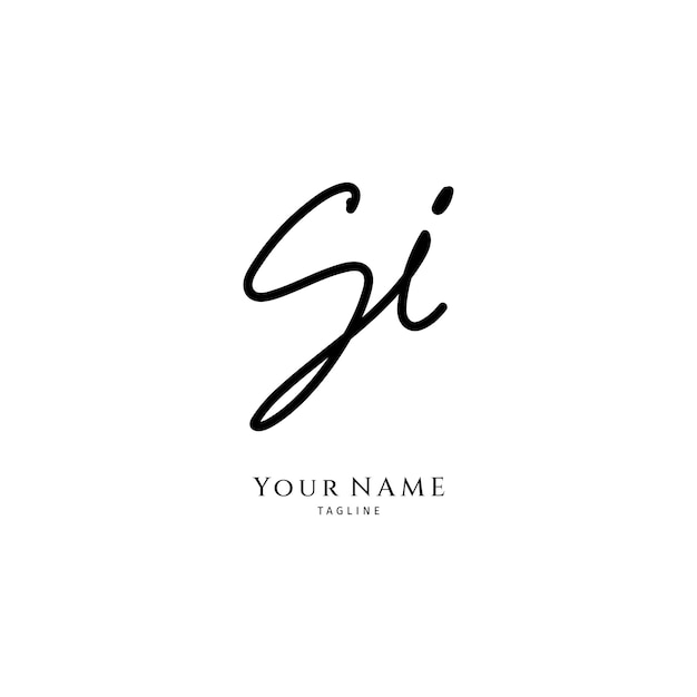 Handwritten SI letter logo Simple signature vector