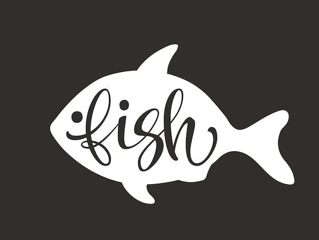 Handwritten text fish Hand lettering fish Modern typography Vector illustration