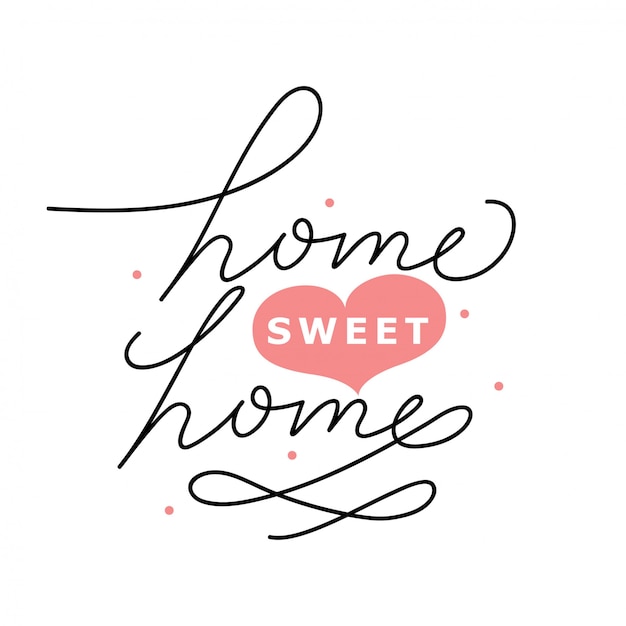 Handwritten word Home sweet home. Vector illustration.