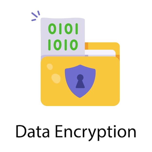 A handy flat icon of data encryption